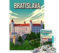 Puzzle de 1000 pièces pour Adultes Cadeau Affiche de Voyage du château de Bratislava Jeu Familial Stimulant Jouet œuvre d'art Cadeau adapté aux Couples (Taille 38x26cm)