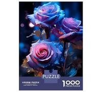 Puzzle De 1000 Pièces pour Adultes, Cadeau Blue and Purple Rose Puzzle, Jeux Relaxants, Difficile, Cadeau d'anniversaire, 52x38cm/1000pcs