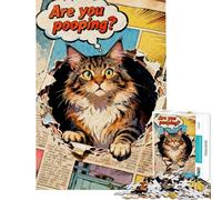 Puzzle de 1000 pièces pour Adultes Cadeau Chat sortant d'une Page de Bande dessinée Jeu Familial pour Adultes Analyse et logique Défi éducatif (Taille 38x26cm)