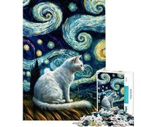 Puzzle de 1000 pièces pour Adultes Cadeau Chat Van Gogh Stimule Le Cerveau Tout en s'amusant Jeu éducatif et Humoristique pour Les 14 Ans et Plus (38x52cm)