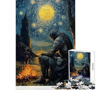 Puzzle de 1000 pièces pour Adultes Cadeau Chevalier Autour du feu de Camp Jeux relaxants Activités familiales Jouet Anti-Stress Réduction du Stress intéressante (38x52cm)