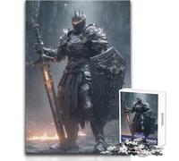 Puzzle de 1000 pièces pour Adultes - Cadeau Chevalier Noir à l'épée flamboyante - Apaisant et divertissant - Découpe précise de qualité supérieure - Dimensions:50x75cm