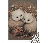 Puzzle De 1000 Pièces pour Adultes, Cadeau Foxes in Flowers Puzzle, Jeux Relaxants, Difficile, Cadeau d'anniversaire, 70x50cm/1000pcs