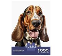 Puzzle De 1000 Pièces pour Adultes - Cadeau Happy Basset Hound Portrait Puzzle pour Adultes - Jeu De Réflexion - Décoration Parfaite - Difficile À Compléter 52x38cm/1000pcs