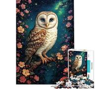 Puzzle de 1000 pièces pour Adultes Cadeau Hibou étoilé ︰ Forêt enchantée en Fleurs Puzzle à Assembler pour Adultes Idéal pour Un Anniversaire Noël ou pour Offrir à Vos Amis et à Votre Famille