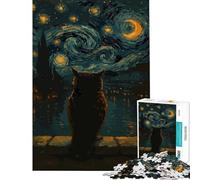 Puzzle de 1000 pièces pour Adultes Cadeau Hibou sous Un Ciel étoilé Jeu Pratique et Stimulant Jouet Cadeau d'anniversaire Niveau de difficulté Difficile (Dimensions 38x26cm)