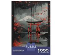 Puzzle De 1000 Pièces pour Adultes, Cadeau Japanese Ink Red BW Puzzle, Jeux Relaxants, Difficile, Cadeau d'anniversaire, 70x50cm/1000pcs