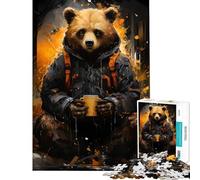 Puzzle de 1000 pièces pour Adultes Cadeau Jeune Ours Brun Peinture Difficile et Stimulant décoration d'intérieur Jouet éducatif pour Les 14 Ans et Plus (38x26cm)
