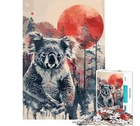 Puzzle de 1000 pièces pour Adultes Cadeau Koala Soleil Rouge Aquarelle Puzzle à Monter soi-même Décoration Parfaite Défi éducatif (Dimensions 38x52cm)