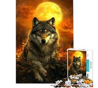 Puzzle de 1000 pièces pour Adultes Cadeau Le Regard du Loup au Clair de Lune Jeu Familial d'analyse et de logique Défi éducatif (Taille 50x75cm)