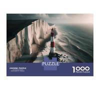 Puzzle De 1000 Pièces pour Adultes, Cadeau Lighthouse on The Beach Puzzle, Jeux Relaxants, Difficile, Cadeau d'anniversaire, 70x50cm/1000pcs