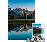 Puzzle de 1000 pièces pour Adultes Cadeau Matinée Calme au Bord du lac Almsee Autriche Idéal pour Un Anniversaire ou Noël Jeu de Puzzle à Monter soi-même pour Femmes (14 Ans et Plus) 50x75cm