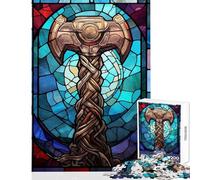 Puzzle de 1000 pièces pour Adultes-Cadeau Mjolnir Marteau de Thor-Jeu éducatif-Idée Cadeau Père Noël Secret-Casse-tête-Chaque pièce est Unique-(Dimensions 50x75cm)