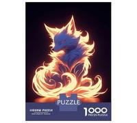 Puzzle De 1000 Pièces pour Adultes, Cadeau Neon Fire Kitsune Fox Puzzle, Jeux Relaxants, Difficile, Cadeau d'anniversaire, 38x26cm/1000pcs