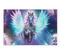 Puzzle de 1000 pièces pour adultes - Cadeau pour jeu d'éléphant blanc - Grand puzzle difficile - Animal floral - Licornes - Rose et bleu - 75 x 50 cm
