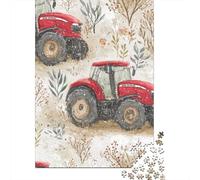 Puzzle De 1000 Pièces pour Adultes, Cadeau Red Tractor Christmas Wrapping Paper Puzzle, Jeux Relaxants, Difficile, Cadeau d'anniversaire, 52x38cm/1000pcs