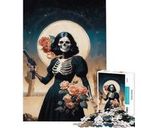 Puzzle de 1000 pièces pour Adultes Cadeau Santa Muerte activités Amusantes à la Maison Assemblage de Motifs Jouet à Faire soi-même pour Les 14 Ans et Plus Jeu de Puzzle Offert (38x26cm)
