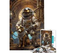 Puzzle de 1000 pièces pour Adultes Cadeau Steampunk Chien de l'espace ﹨u Astronaute Stimule Le Cerveau Tout en s'amusant Jeu éducatif et Humoristique pour Les 14 Ans et Plus (50x75cm)