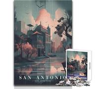 Puzzle de 1000 pièces pour Adultes - Cadeau - Vue de la Ville de San Antonio - Apaisant et agréable pour se détendre - Découpe précise de qualité supérieure - Dimensions:38x26cm