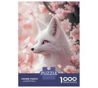 Puzzle De 1000 Pièces pour Adultes, Cadeau White Fox in Cherry Blossoms Puzzle Anti-Stress, Défi Difficile, Cadeau d'anniversaire, Cadeaux, 38x26cm/1000pcs