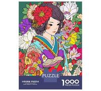 Puzzle De 1000 Pièces pour Adultes, Cadeau Zen Kimono Flower Girl Art Puzzle, Jeux Relaxants, Difficile, Cadeau d'anniversaire, 70x50cm/1000pcs