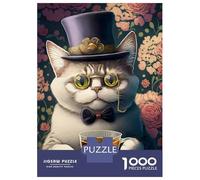 Puzzle De 1000 Pièces pour Adultes - Cadeaux Tea Drinking Cat Puzzle pour Adultes - Jeux Relaxants - Idée Cadeau Amusante pour Toute La Famille Et Les Amis 70x50cm/1000pcs