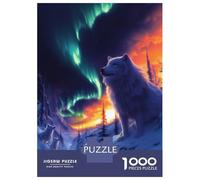 Puzzle De 1000 Pièces pour Adultes - Cadeaux Wolves Under The Northern Lights Puzzle pour Adultes - Jeux Relaxants - Idée Cadeau Amusante pour Toute La Famille Et Les Amis 38x26cm/1000pcs