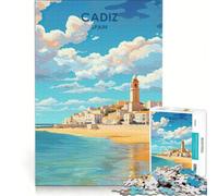 Puzzle de 1000 pièces pour Adultes Cadix, Espagne, Jeu Impossible, Anti-Stress, Cadeau Unique pour Un Anniversaire ou Noël 38x52cm