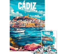 Puzzle de 1000 pièces pour Adultes Cadix Espagne pour Un Anniversaire ou Noël Jeu éducatif Difficile et Stimulant à partir de 14 Ans (38x52cm)