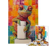 Puzzle de 1000 pièces pour Adultes « Caméléon avec Papier Toilette » Un Jeu de découpe de précision Impossible Qui stimule Le Cerveau et Convient aux 14 Ans et Plus (38x52cm)
