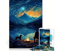 Puzzle de 1000 pièces pour Adultes Camping avec Chien Pixel Art Jeu de logique et d'assemblage précis Jouet Amusant et Gratuit Cadeau d'anniversaire (50x75cm)