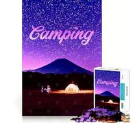 Puzzle de 1000 pièces pour Adultes Camping,Montagne,Coucher de Soleil Découpe serrée Jeu de réflexion Amusant et Stimulant Activité de Loisirs et d'anniversaire (50x75cm)