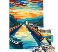 Puzzle de 1000 pièces pour Adultes Canal de Panama Défi intellectuel Jeu addictif Jeu Familial Niveau de difficulté élevé Idée Cadeau pour Un Père Noël Secret (Dimensions 75x50cm)