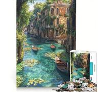 Puzzle de 1000 pièces pour Adultes Canal vénitien avec gondoles Jeu de Construction Interaction Parent-Enfant renforce Les Liens d'amour Entre Les Couples 50x75cm