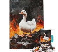 Puzzle de 1000 pièces pour Adultes Canard Blanc dans la Lave Jeu de Puzzle Relaxant pour Adultes Décoration Parfaite Cadeau d'anniversaire et Cadeau Unique (Dimensions 38x52cm)