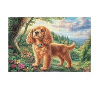 Puzzle De 1000 Pièces pour Adultes Caniche Champ de Fleurs 75x50cm Puzzle d'art Thérapie Idéal pour Santé Mentale Anti-Stress Régulation Émotionnelle Cadeau