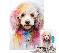Puzzle de 1000 pièces pour Adultes Caniche Mignon à l'aquarelle Jeu addictif pour cultiver la Patience et se détendre Améliore la mémoire (Dimensions 75x50cm)