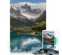 Puzzle de 1000 pièces pour Adultes Canoë sur Un lac avec reflet de Montagne Jeu de réflexion aux pièces nettes Moment de détente et de Divertissement Scène de Noël (38x26cm)