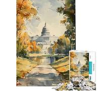 Puzzle de 1000 pièces pour Adultes Capitole Aquarelle Jeu Impossible Jeu éducatif Idée Cadeau Apprentissage et éducation (Dimensions 75x50cm)