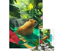 Puzzle de 1000 pièces pour Adultes Capybara dans Un Paradis Tropical Activités Amusantes à la Maison améliore la mémoire Jouet Anti-Stress pour Les 14 Ans et Plus (38x26cm)