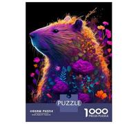 Puzzle De 1000 Pièces pour Adultes Capybara Flower Colorful Puzzle, Jouet, Décoration Murale, Difficile Et Stimulant 52x38cm/1000pcs