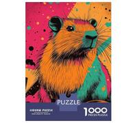 Puzzle De 1000 Pièces pour Adultes Capybara Pop Art Capybara Pop Art Illustration Vibrant Modern Animal Art Puzzles pour Adolescents Jeu Manuel Défi Difficile Cadeau d'anniversaire, Cadeaux, 52x38cm