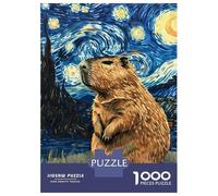 Puzzle De 1000 Pièces pour Adultes Capybara Starry Night Puzzles pour Adultes Vacances À La Maison Tue-t-il Le Temps Chaque Pièce Est Unique - Un pour Les Joueurs 70x50cm/1000pcs