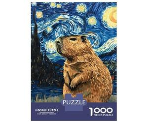 Puzzle De 1000 Pièces pour Adultes Capybara Starry Night Puzzles pour Adultes Vacances À La Maison Tue-t-il Le Temps Chaque Pièce Est Unique - Un pour Les Joueurs 70x50cm/1000pcs