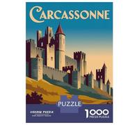 Puzzle De 1000 Pièces Pour Adultes Carcassonne Castle Vintage Travel Puzzle Pour Adolescents - Niveau Difficile - Chaque Pièce Est Unique - Jeu Amusant Et Stimulant Pour Toute La Famille 52x38cm/1000p