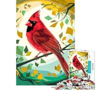 Puzzle de 1000 pièces pour Adultes Cardinal stylisé dans Une forêt colorée Puzzle de 1000 pièces Jouet Anti-Stress Améliore la mémoire Cadeau Unique pour Un Anniversaire ou Noël (50x75cm)