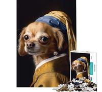 Puzzle de 1000 pièces pour Adultes Carlin avec Boucle d'oreille en Perle Jouet addictif pour cultiver la Patience Jeu éducatif Activités familiales Cadeau Artistique (Dimensions 38x26cm)