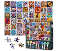 Puzzle de 1000 pièces pour adultes - Carreaux de céramique mexicains dans des couleurs splendides - 50 x 70 cm - Puzzle d'art haut de gamme détaillé pour des soirées énigmes exigeantes