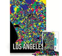 Puzzle de 1000 pièces pour Adultes Carte colorée de Los Angeles Découpe Parfaite Jeu de Concentration Amusant pour Un Moment de détente et de détente Cadeau d'anniversaire ou de Loisir