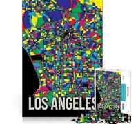 Puzzle de 1000 pièces pour Adultes Carte colorée de Los Angeles Jeu d'adresse Amusant et Facile à Assembler Idéal pour Les Moments de détente et de Plaisir,Parfait pour Un Anniversaire (38x52cm)